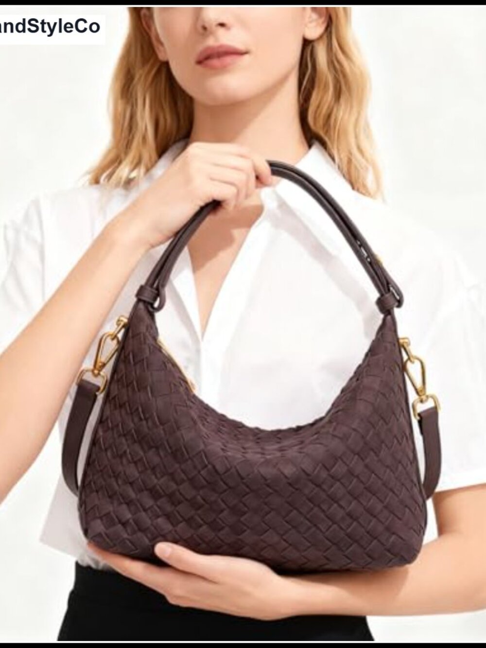 Woven Suede Hobo Purse for Women, Faux Suede Shoulder Bag, Crossbody Bag with 2 - Picture 2 of 6